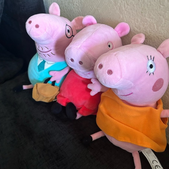 Peppa pig family plush set of 3 Peppa daddy pig and mommy pig - Picture 2 of 11